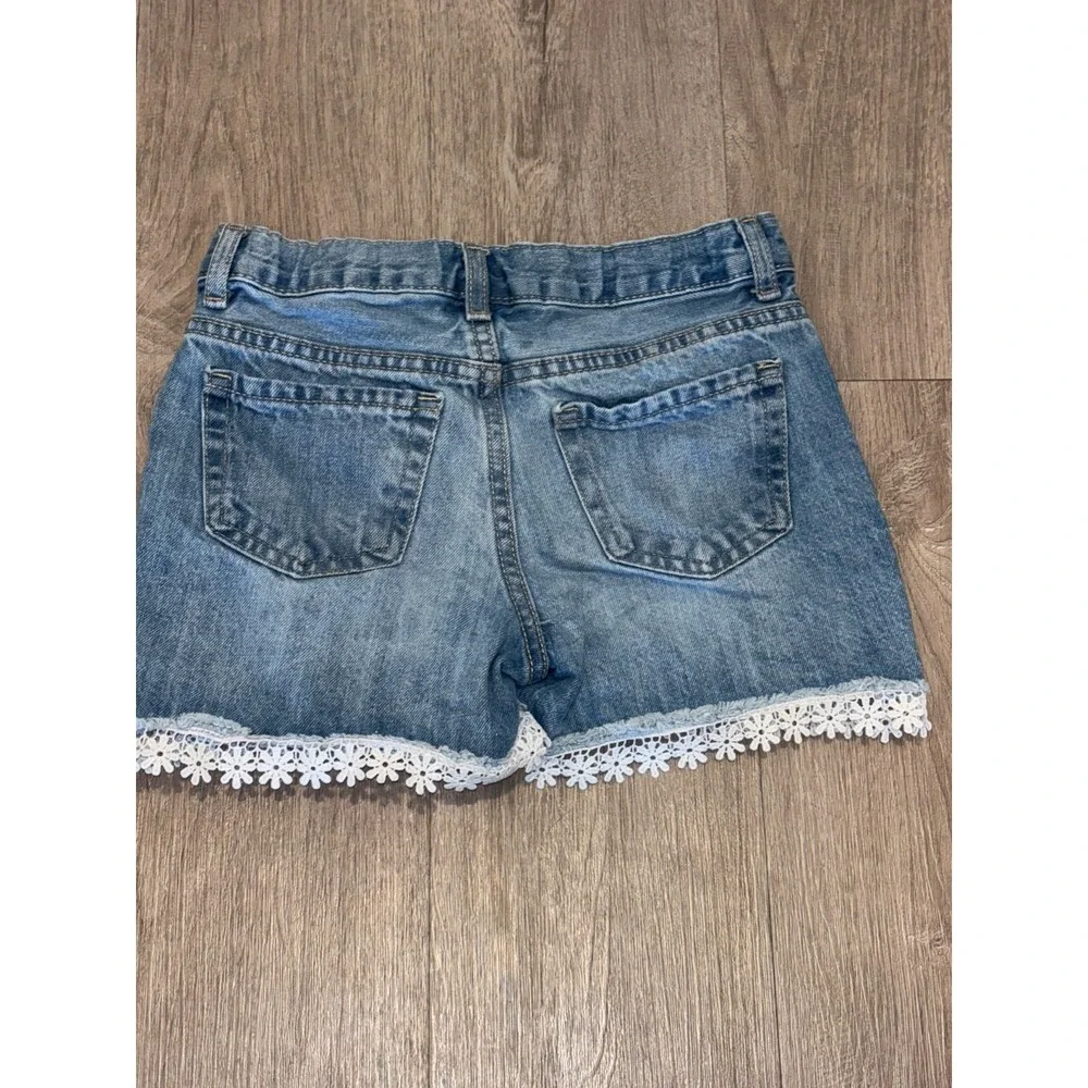 The Childrens‎ Place Shortie Shorts Girls 6X/7 Blue Denim Loose Fit Lace Hem